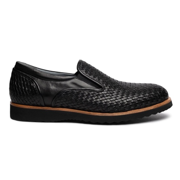 Jennifer Tatanelli Other - Men's Black Woven Leather Slip-On Loafers